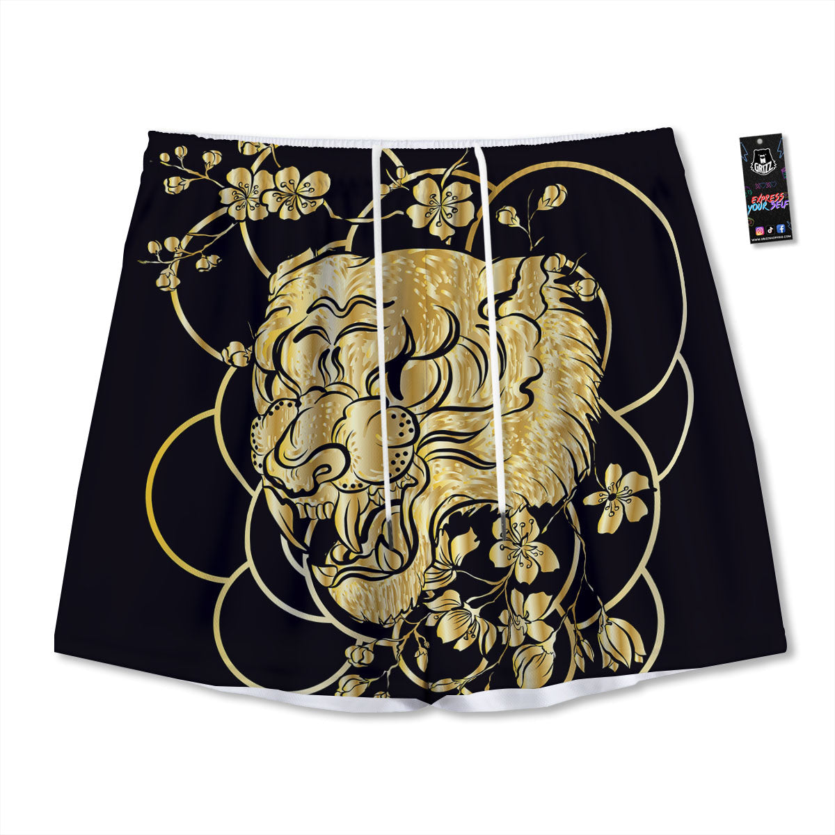 Lights Disco Yellow Print Pattern Mesh Shorts