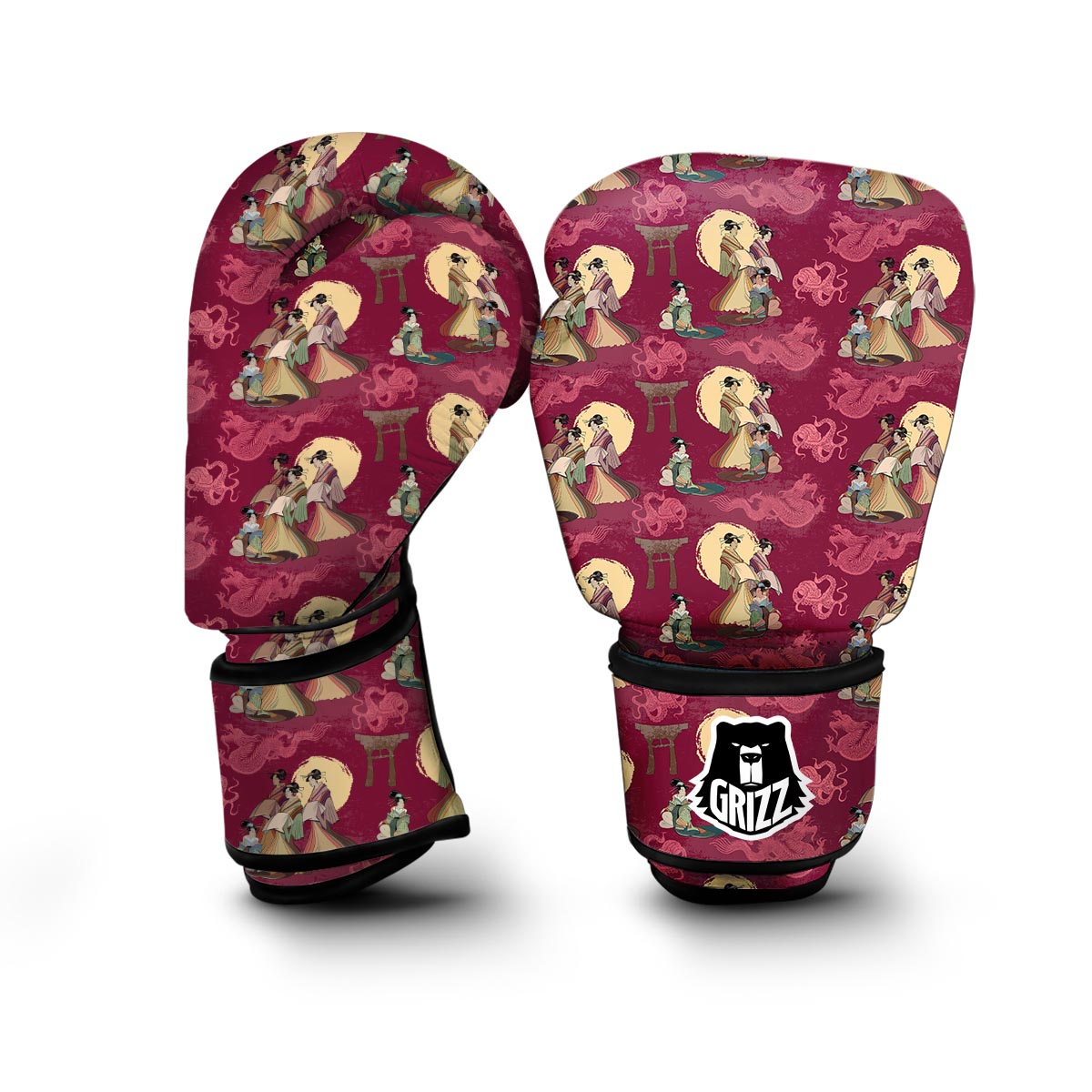 Japanese Tokyo Pattern Print Boxing Gloves-grizzshop