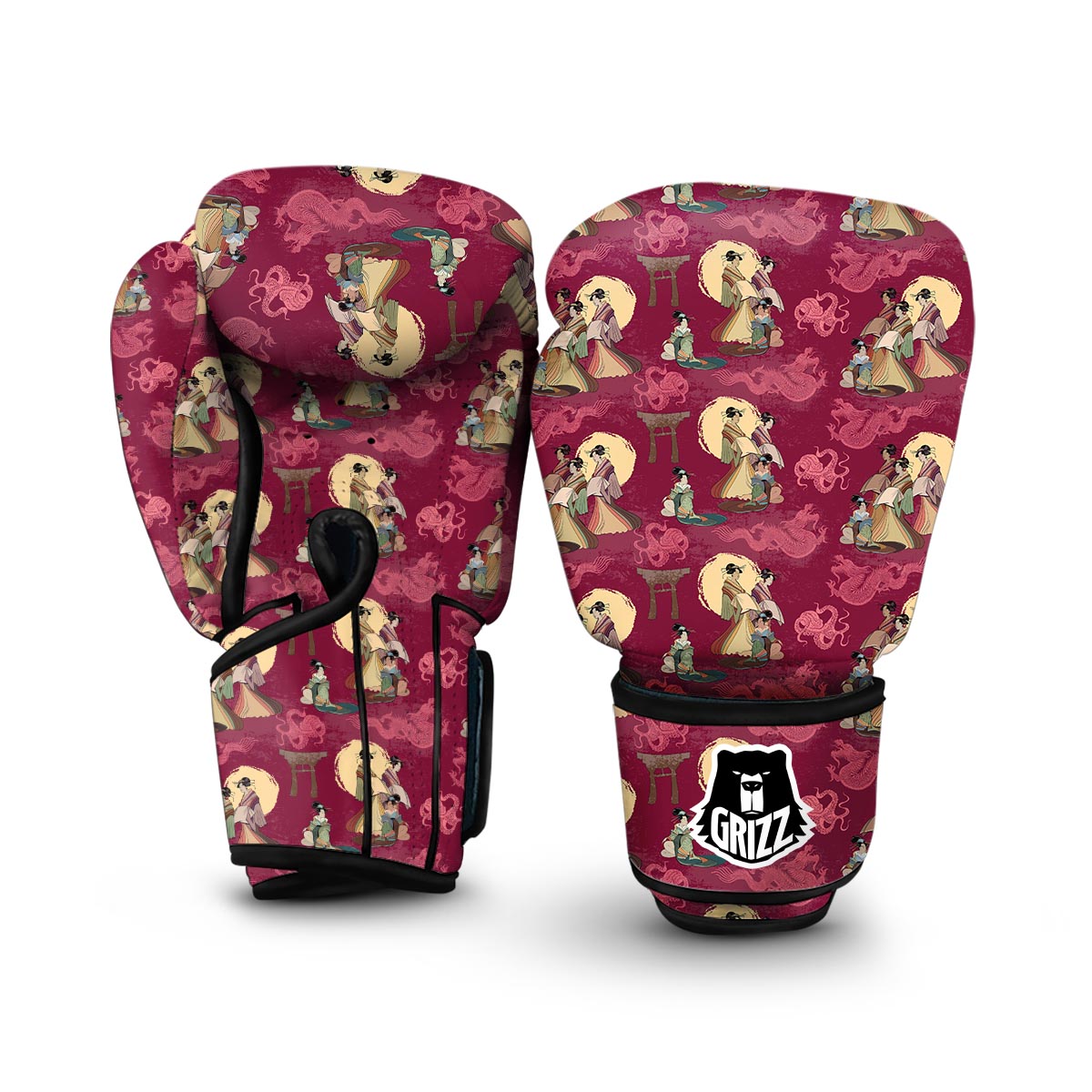 Japanese Tokyo Pattern Print Boxing Gloves-grizzshop