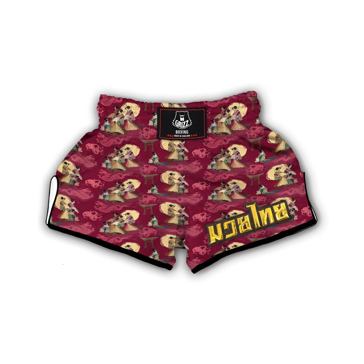 Japanese Tokyo Pattern Print Muay Thai Boxing Shorts-grizzshop