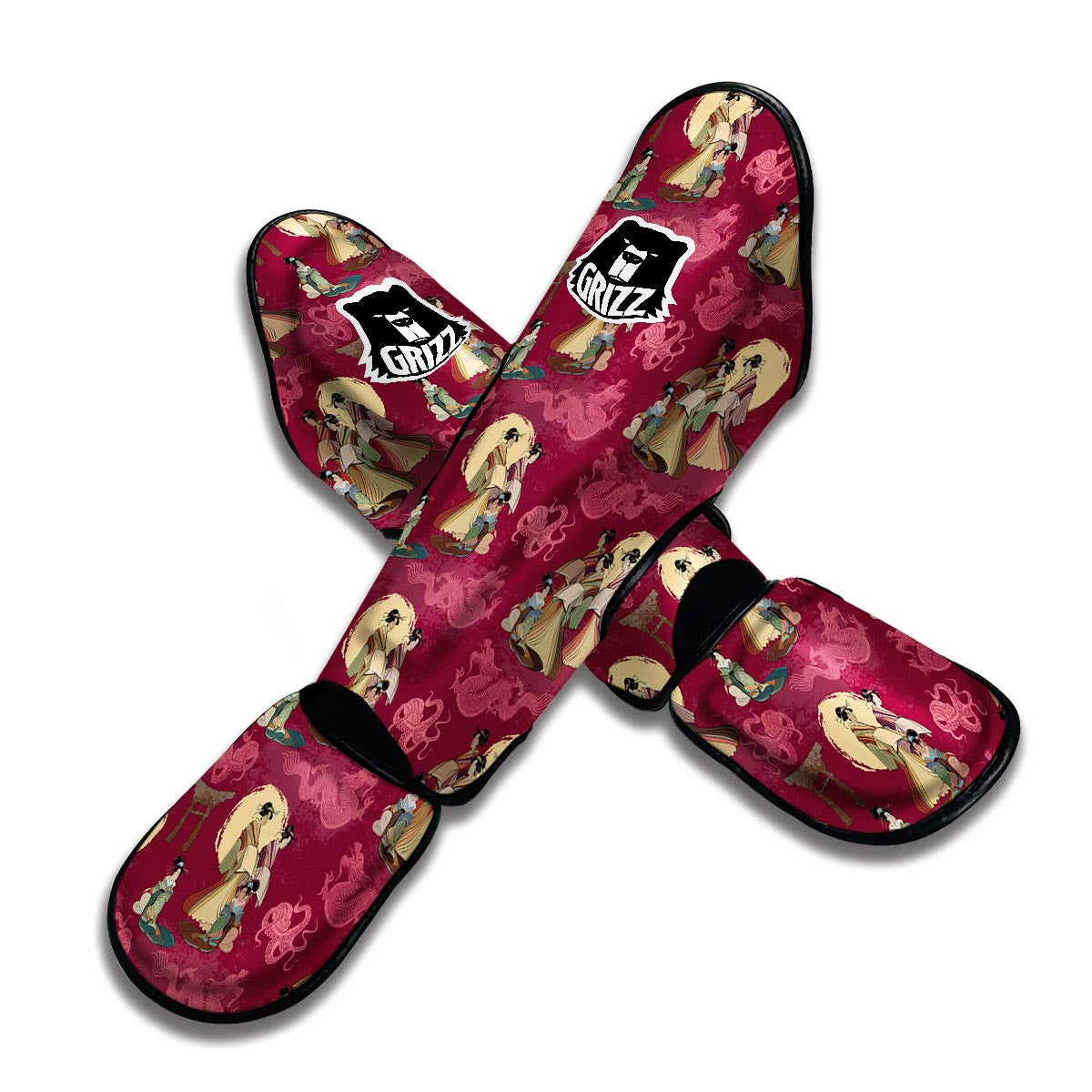 Japanese Tokyo Pattern Print Muay Thai Shin Guards-grizzshop