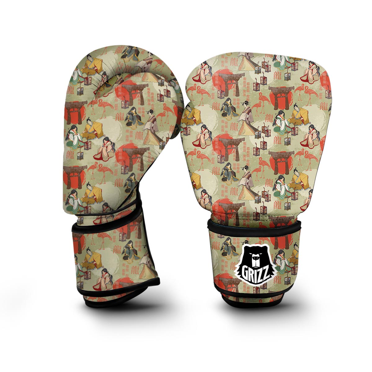 Japanese Tokyo Print Pattern Boxing Gloves-grizzshop