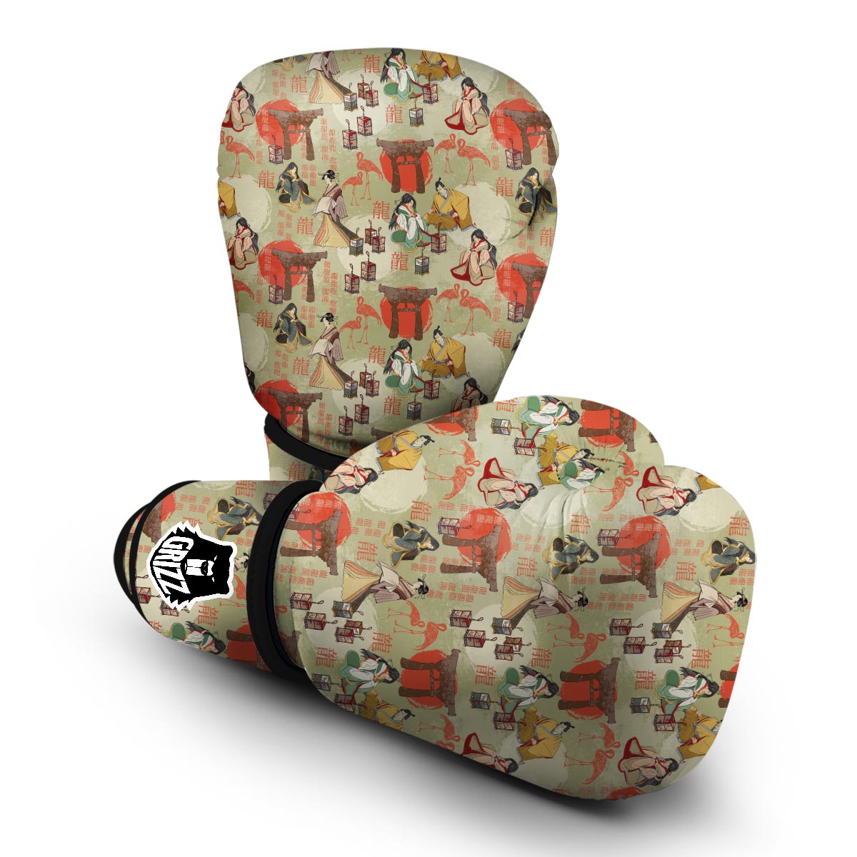 Japanese Tokyo Print Pattern Boxing Gloves-grizzshop