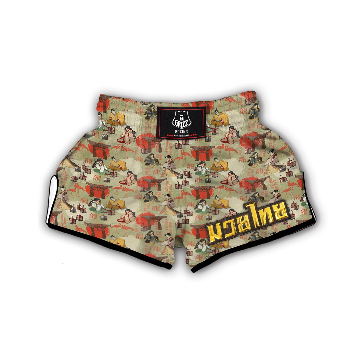 Japanese Tokyo Print Pattern Muay Thai Boxing Shorts-grizzshop