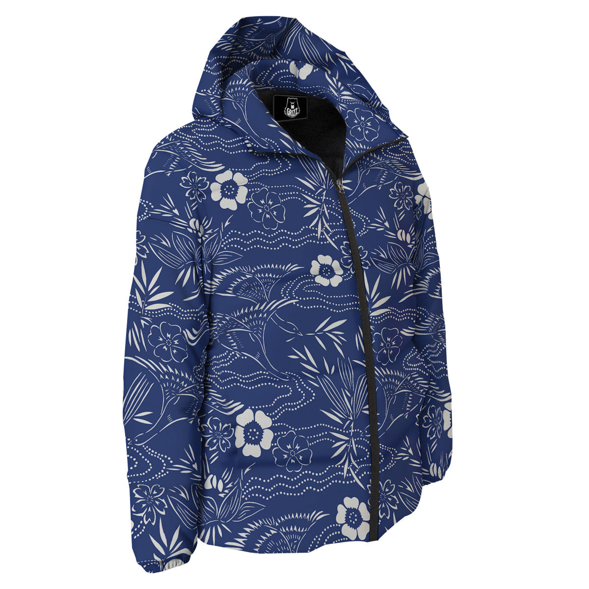 Japanese Vintage Print Pattern Down Jacket-grizzshop