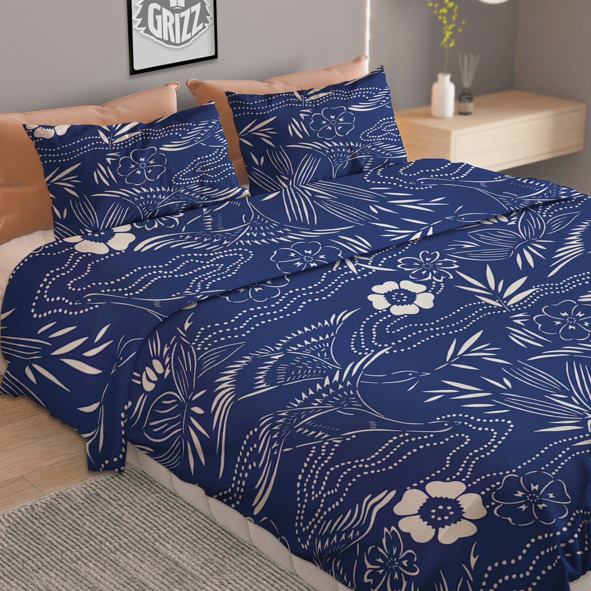 Japanese Vintage Print Pattern Duvet Cover Bedding Set