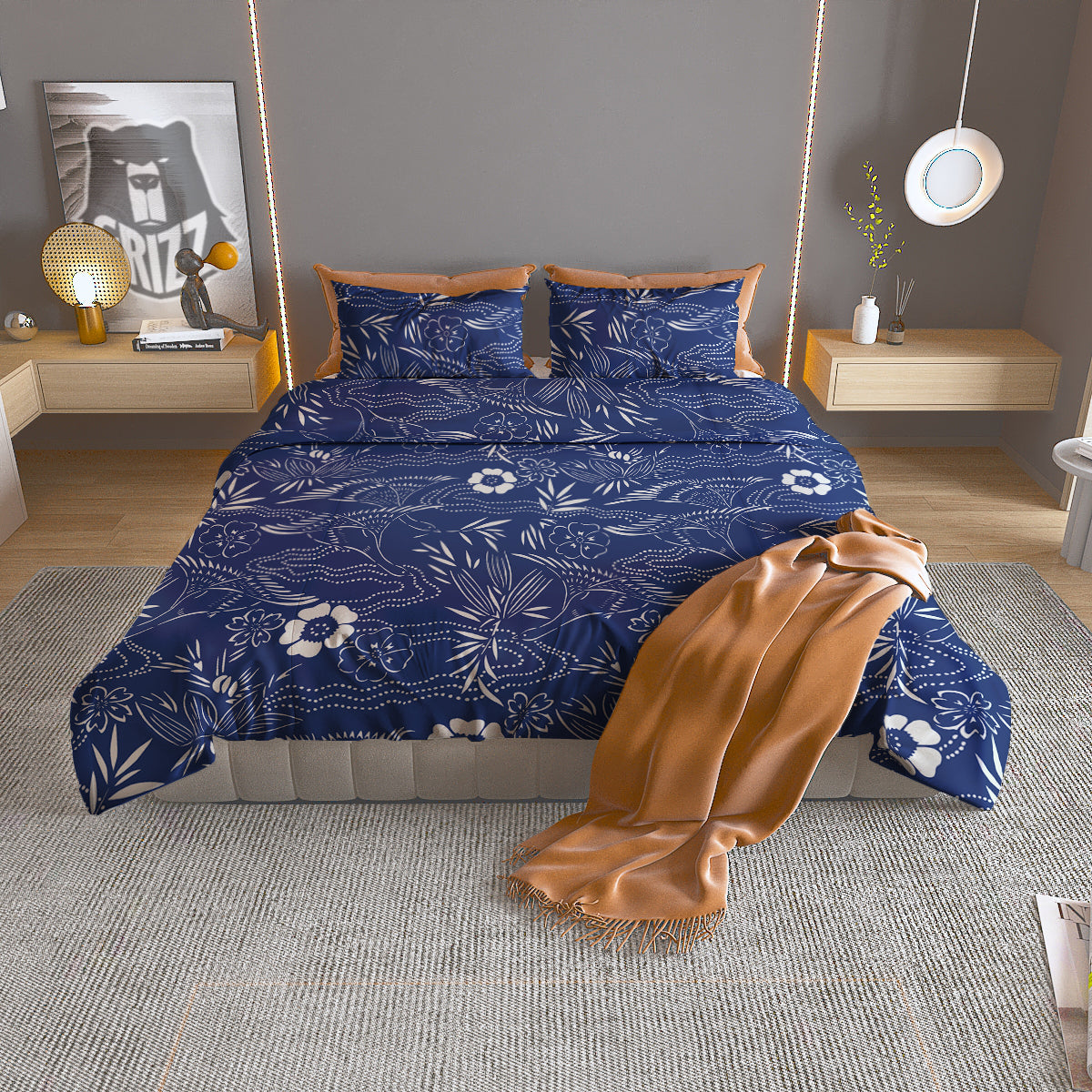 Japanese Vintage Print Pattern Duvet Cover Bedding Set