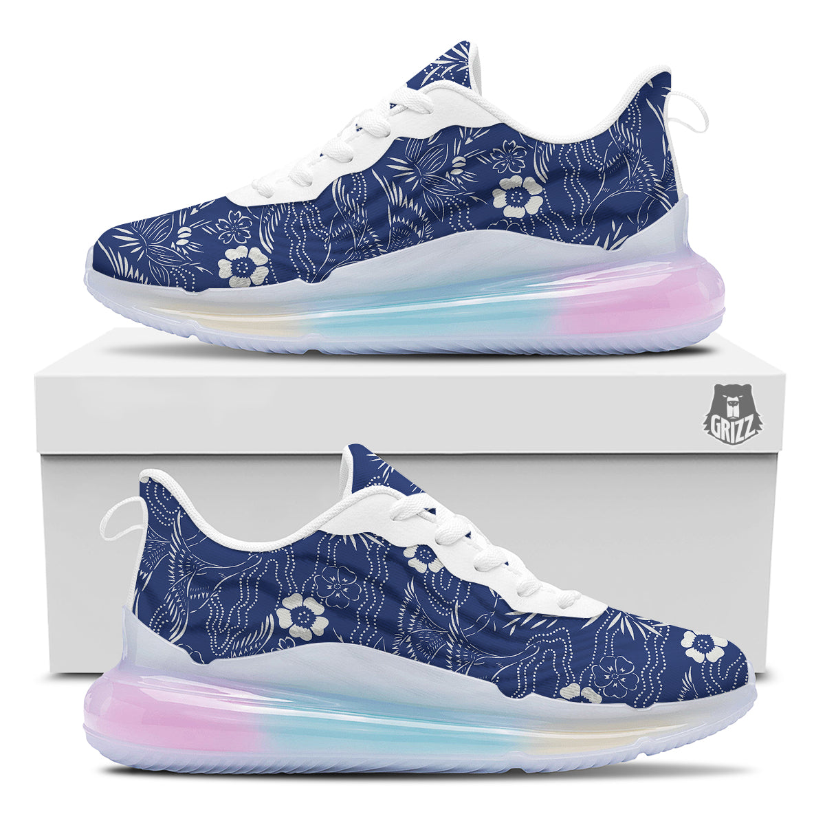 Japanese Vintage Print Pattern Running Sneakers-grizzshop
