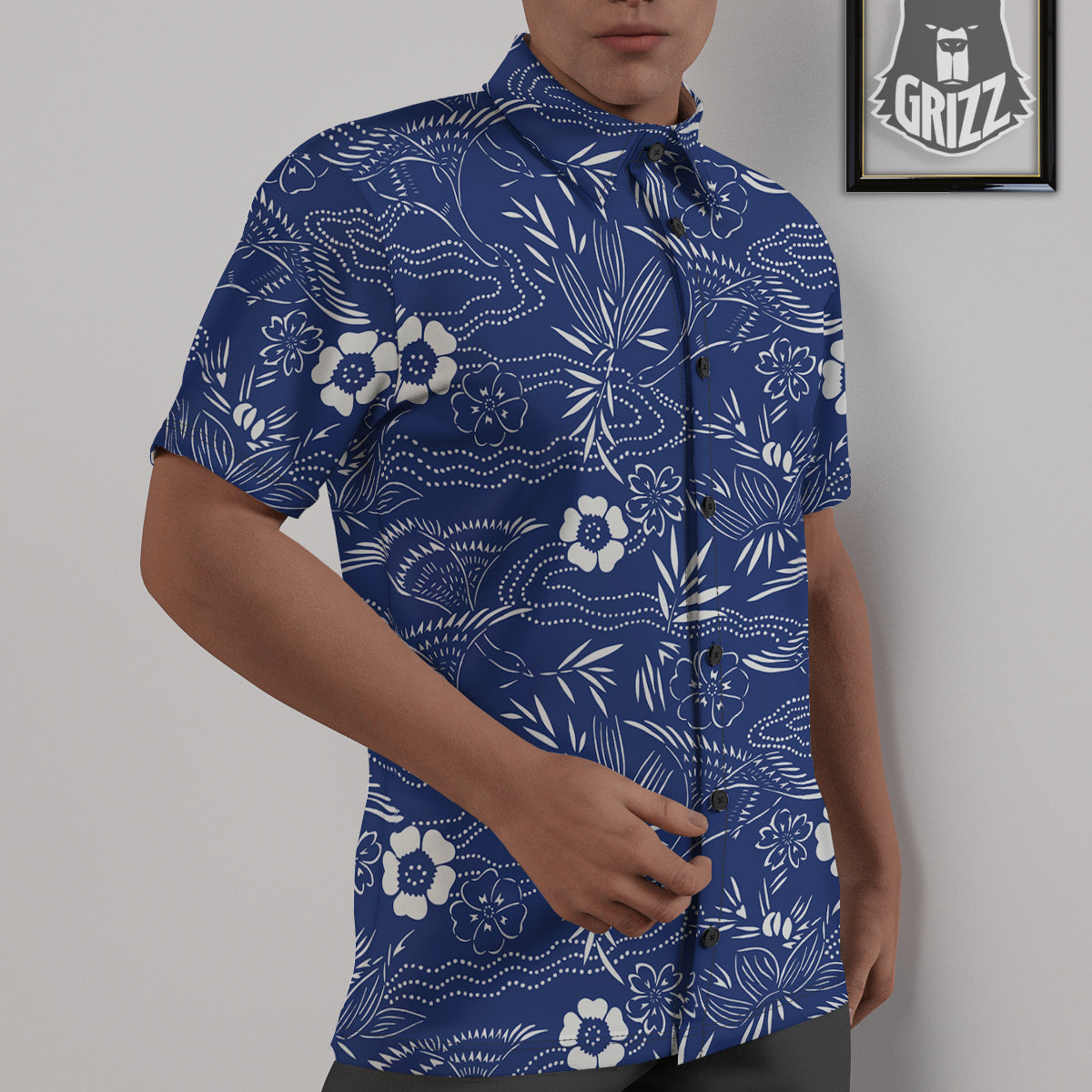 Japanese Vintage Print Pattern Untucked Shirts-grizzshop
