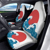 Japanese Wave And Vitage Sea Print Car Seat Covers-grizzshop