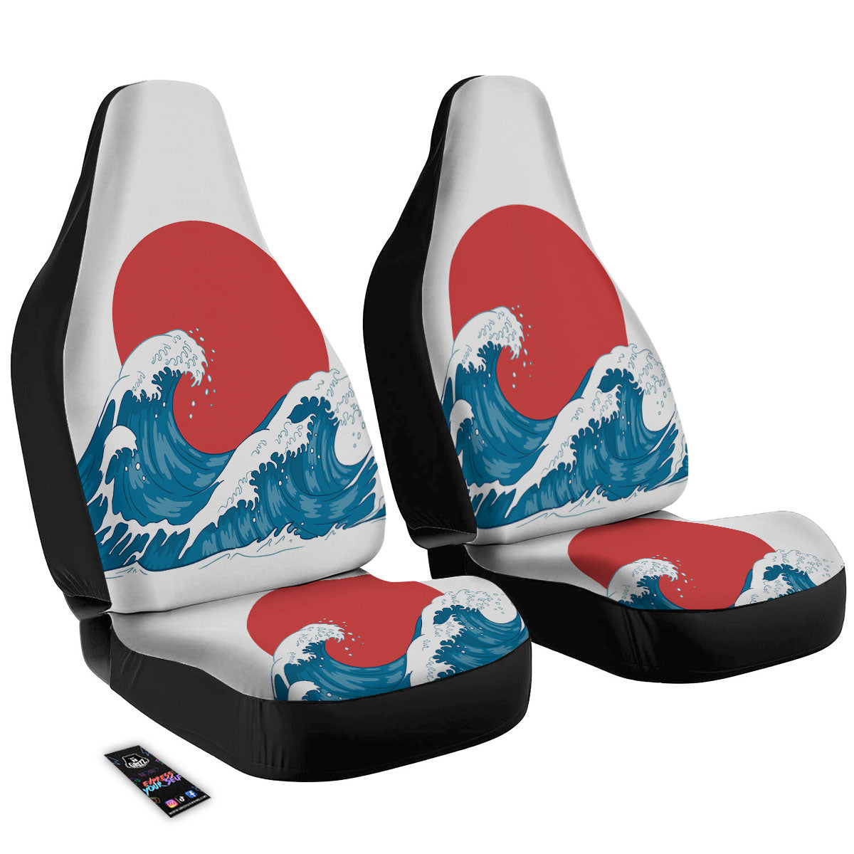 Japanese Wave And Vitage Sea Print Car Seat Covers-grizzshop