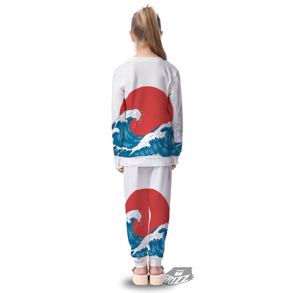 Japanese Wave And Vitage Sea Print Kid's Pajamas-grizzshop