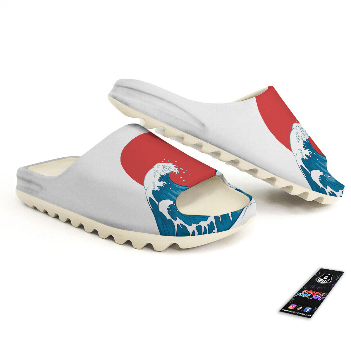 Japanese Wave And Vitage Sea Print Sandals-grizzshop