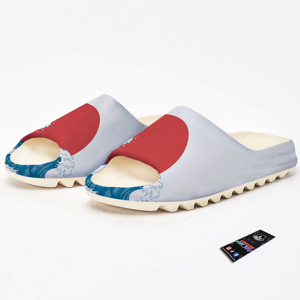 Japanese Wave And Vitage Sea Print Sandals-grizzshop