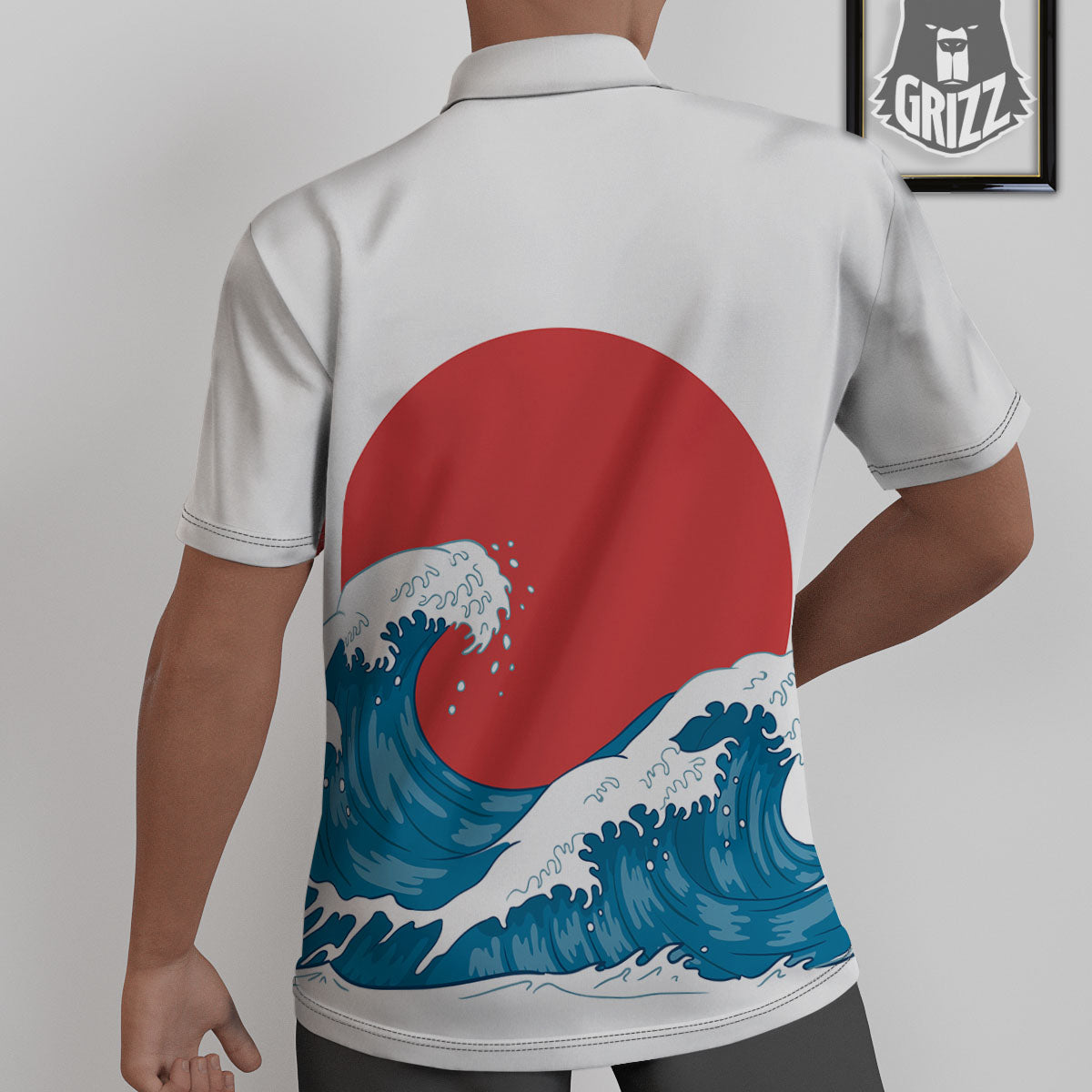 Japanese Wave And Vitage Sea Print Untucked Shirts-grizzshop
