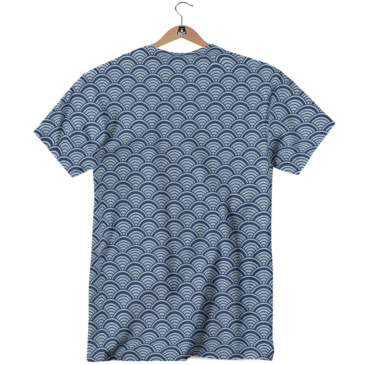 Japanese Wave Blue Print Pattern T-Shirt-grizzshop