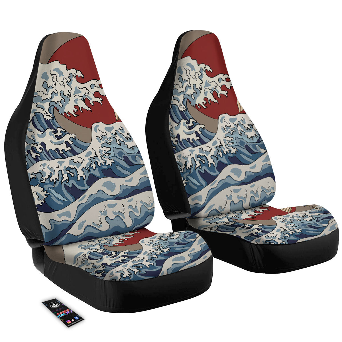 Japanese Wave Red Sun Print Car Seat Covers-grizzshop