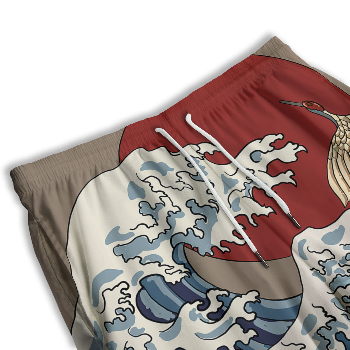 Japanese Wave Red Sun Print Men's Athletic Shorts
