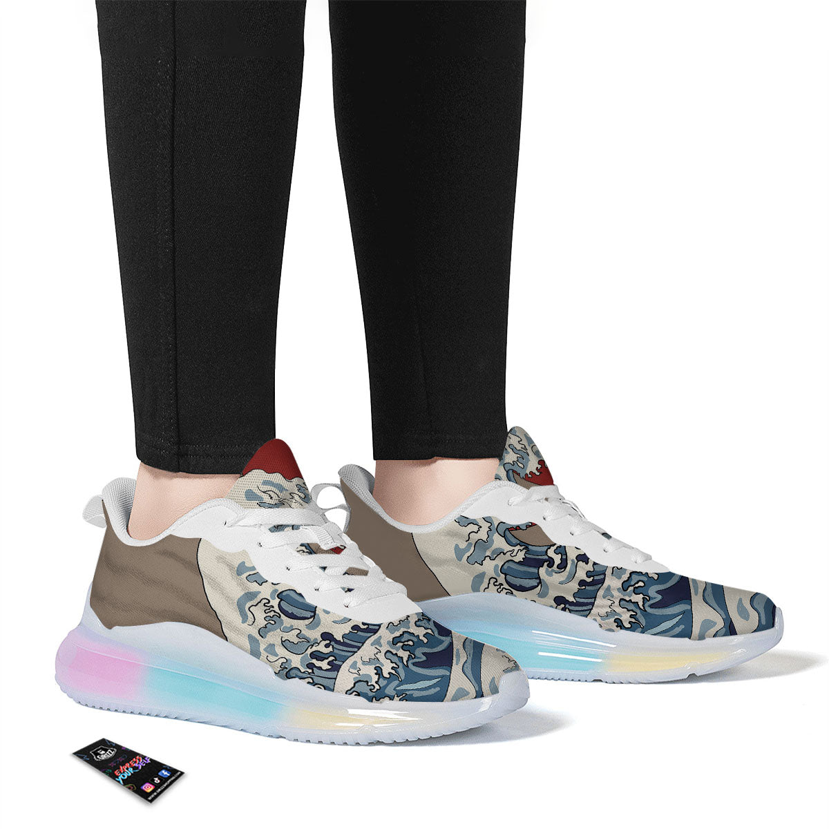 Japanese Wave Red Sun Print Running Sneakers-grizzshop
