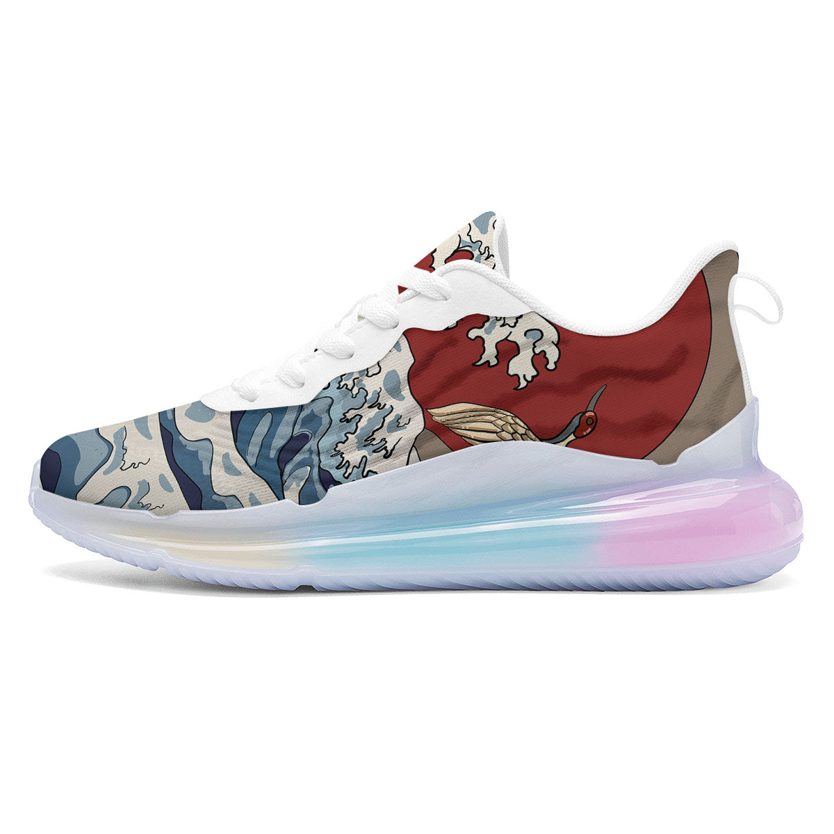 Japanese Wave Red Sun Print Running Sneakers-grizzshop