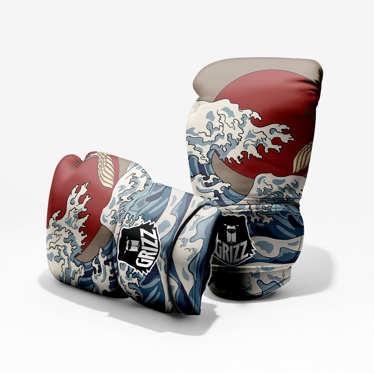 Japanese Wave Red Sun Print Pro Boxing Glove