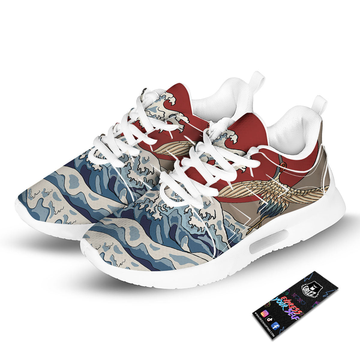 Japanese Wave Red Sun Print Tennis Shoes-grizzshop
