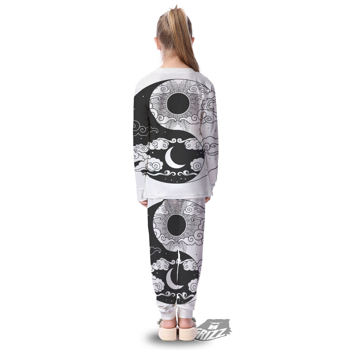 Japanese Yin Yang White And Black Print Kid's Pajamas-grizzshop