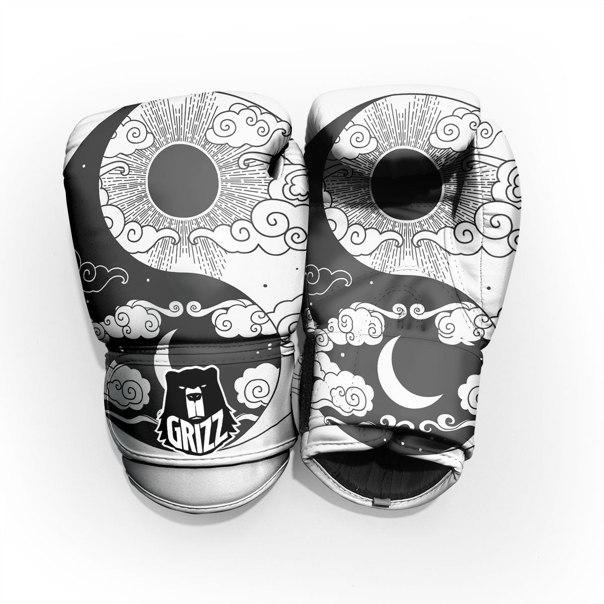 Japanese Yin Yang White And Black Print Pro Boxing Glove