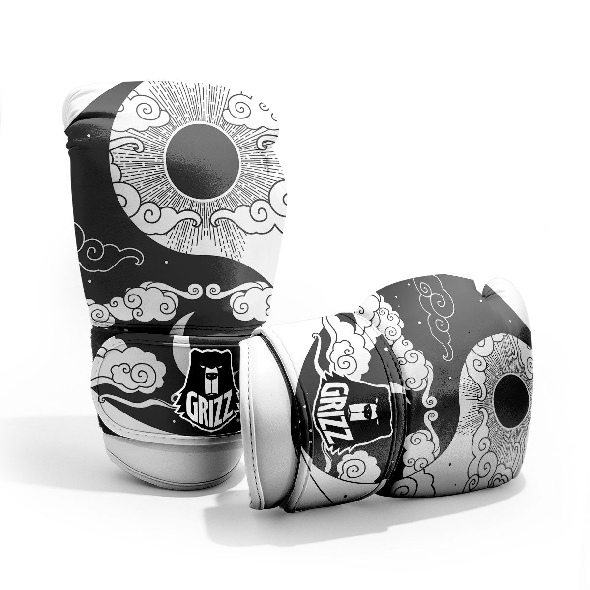 Japanese Yin Yang White And Black Print Pro Boxing Glove