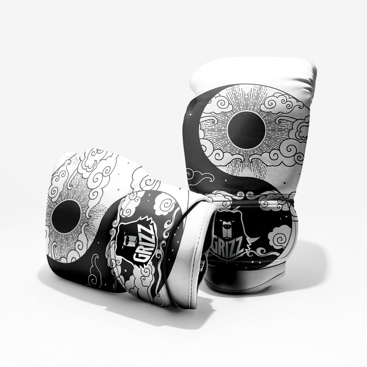 Japanese Yin Yang White And Black Print Pro Boxing Glove