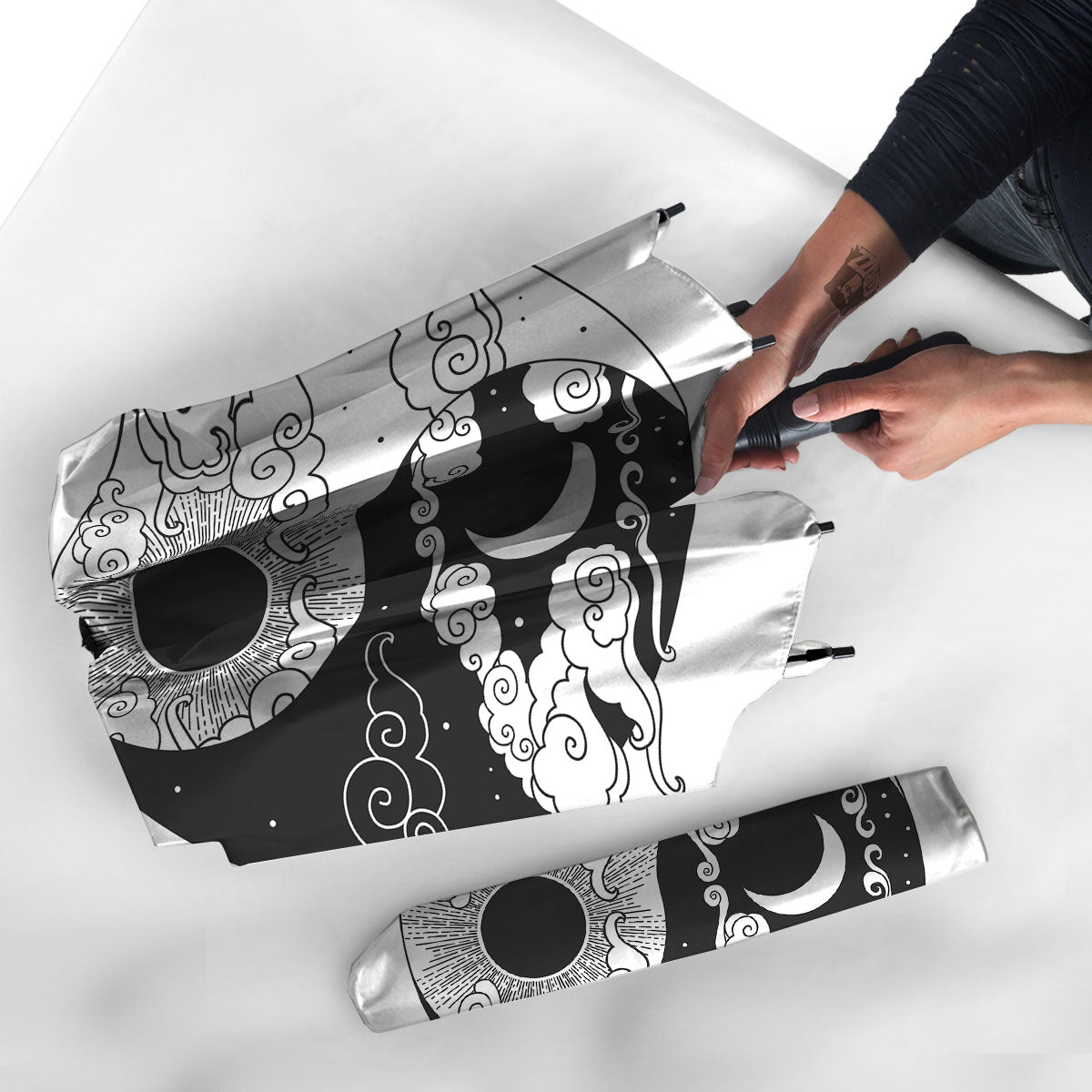 Japanese Yin Yang White And Black Print Umbrella-grizzshop