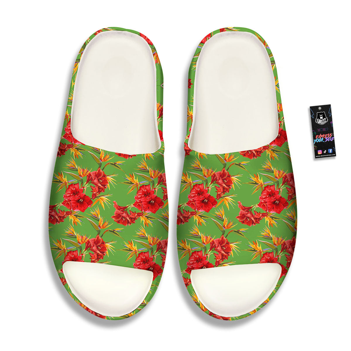 Japanese Amaryllis Yellow And Red Print Pattern Sandals-grizzshop