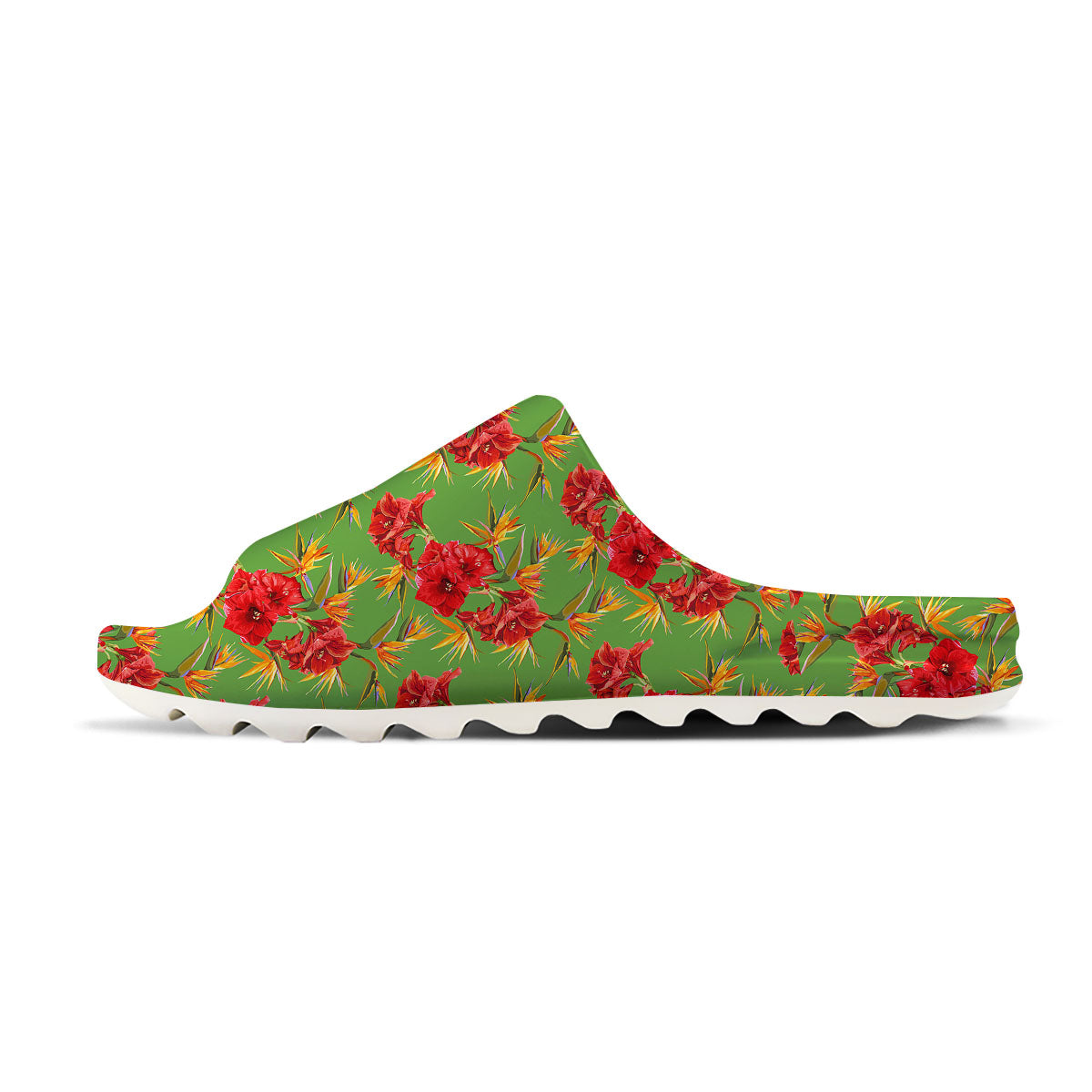 Japanese Amaryllis Yellow And Red Print Pattern Sandals-grizzshop