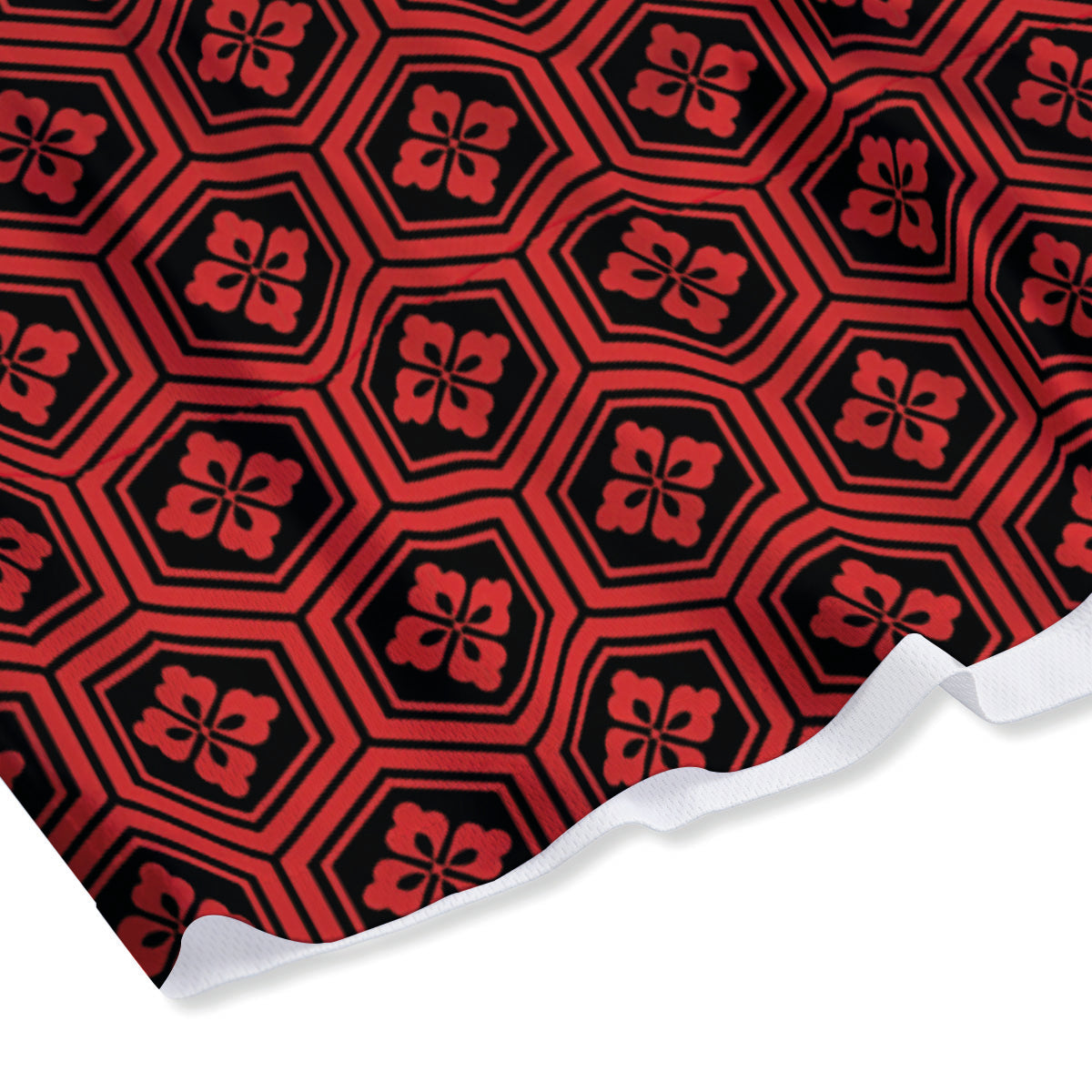Japanese Black And Red Print Pattern Mesh Shorts