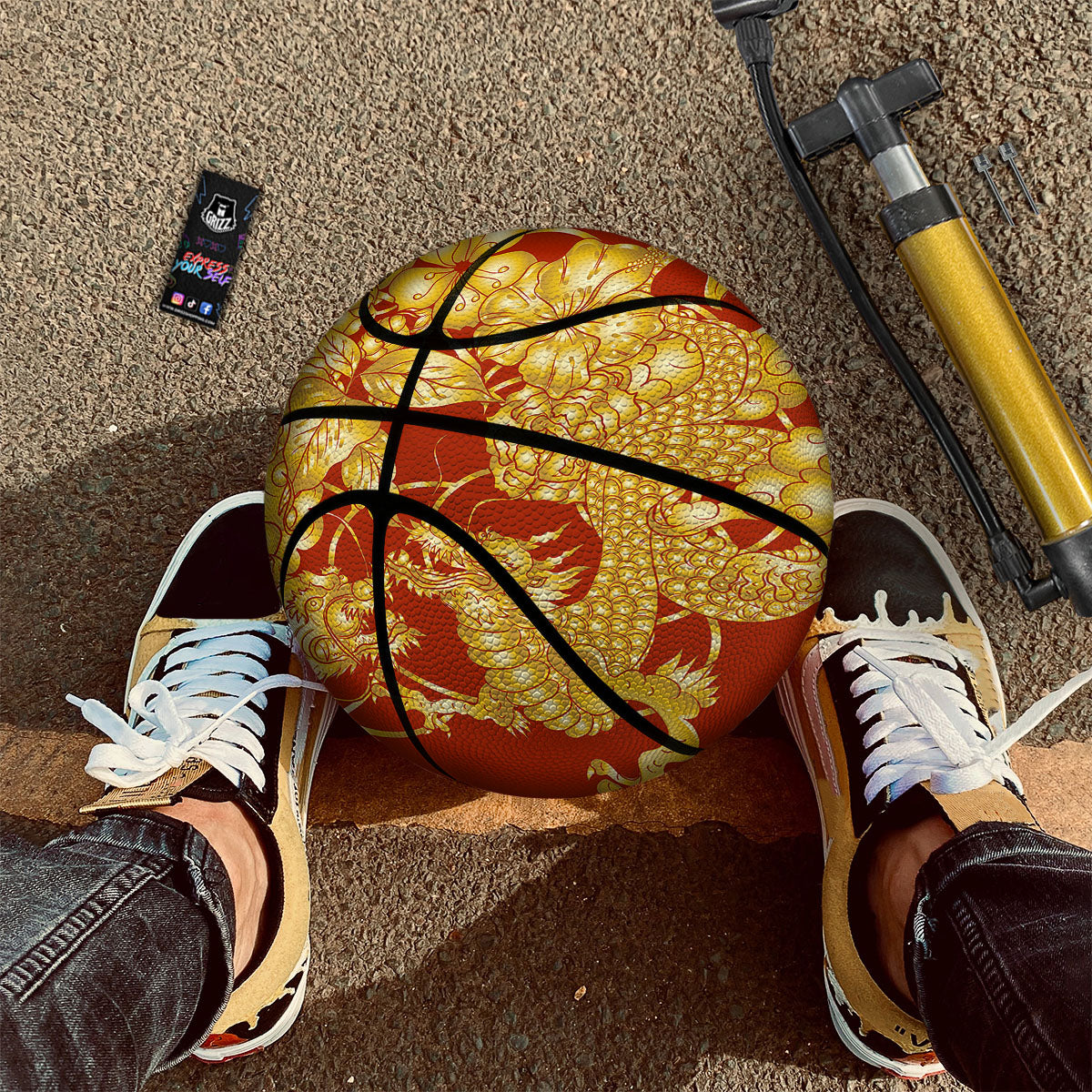 Japanese Dragon Orange Print Basketball