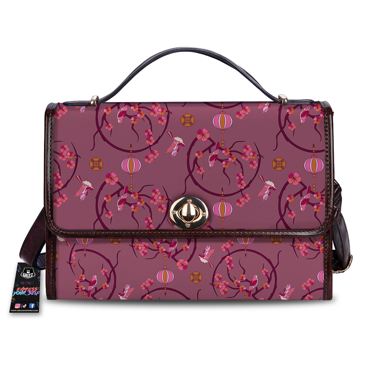 Japanese Lantern Pink Print Pattern Women's Satchel Bag