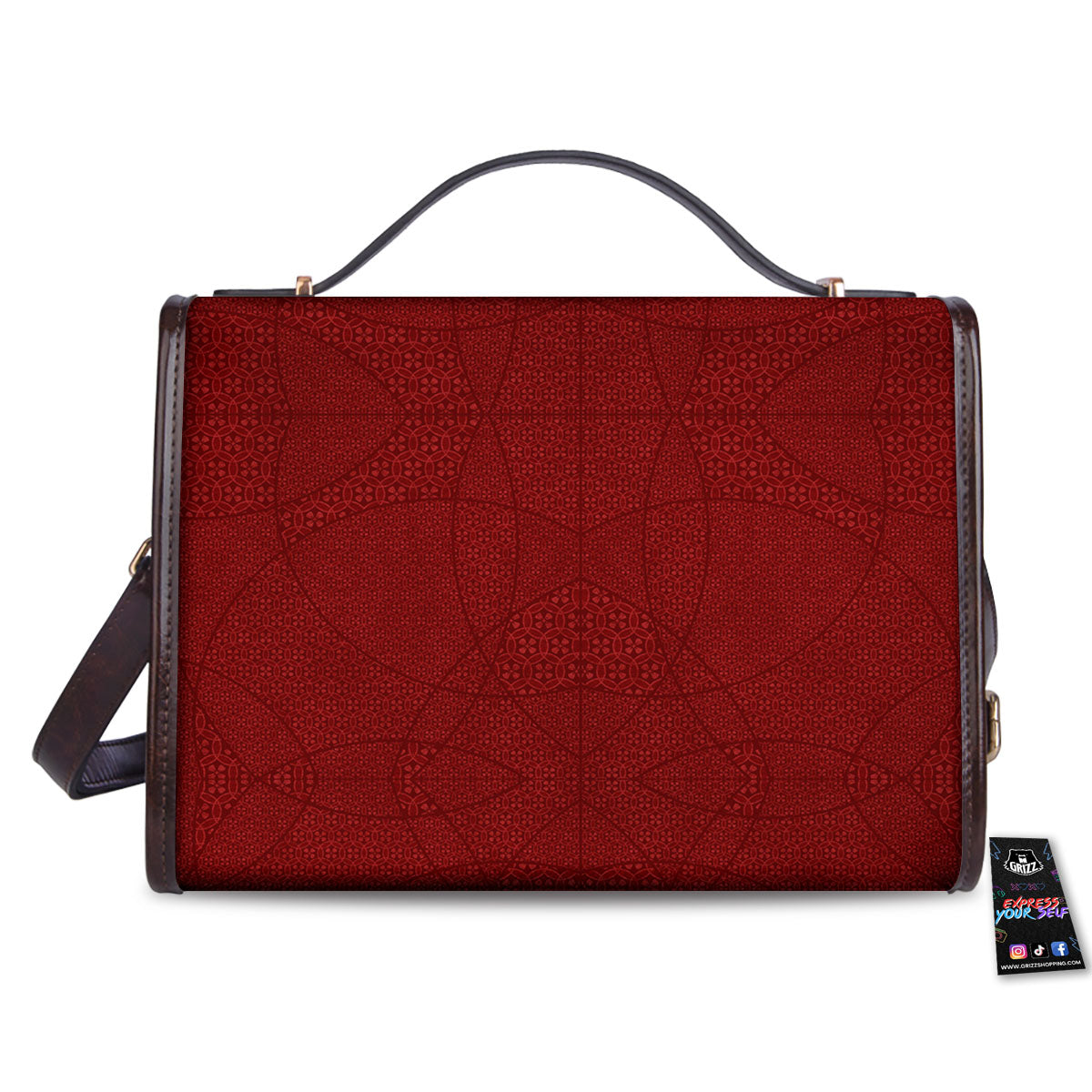 Japanese Red Print Pattern Women's Satchel Bag