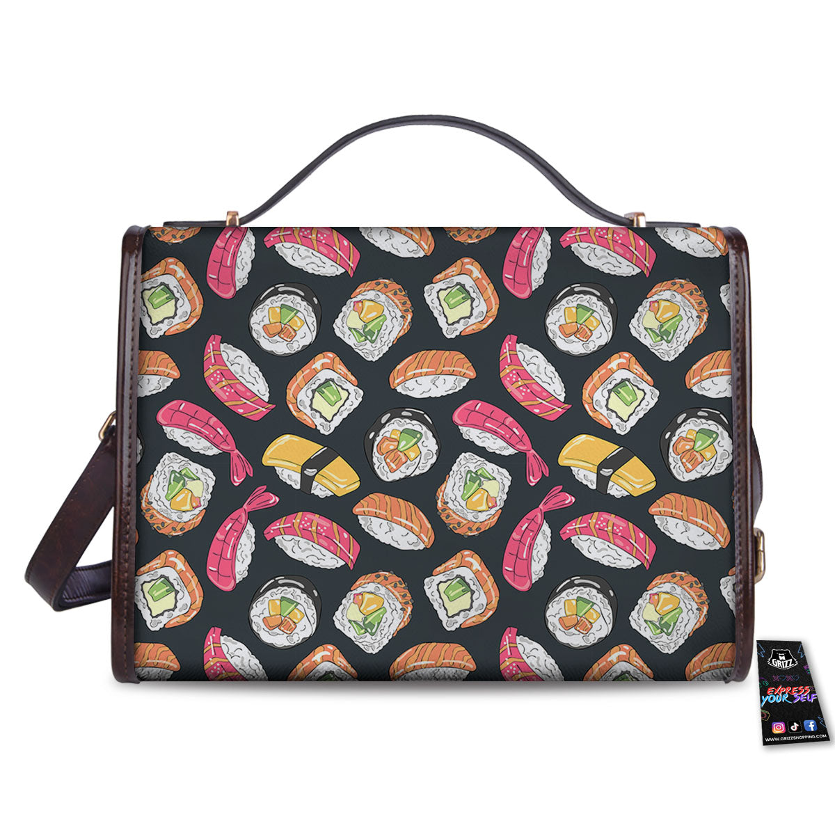 Japanese Sushi Print Pattern Women's Satchel Bag