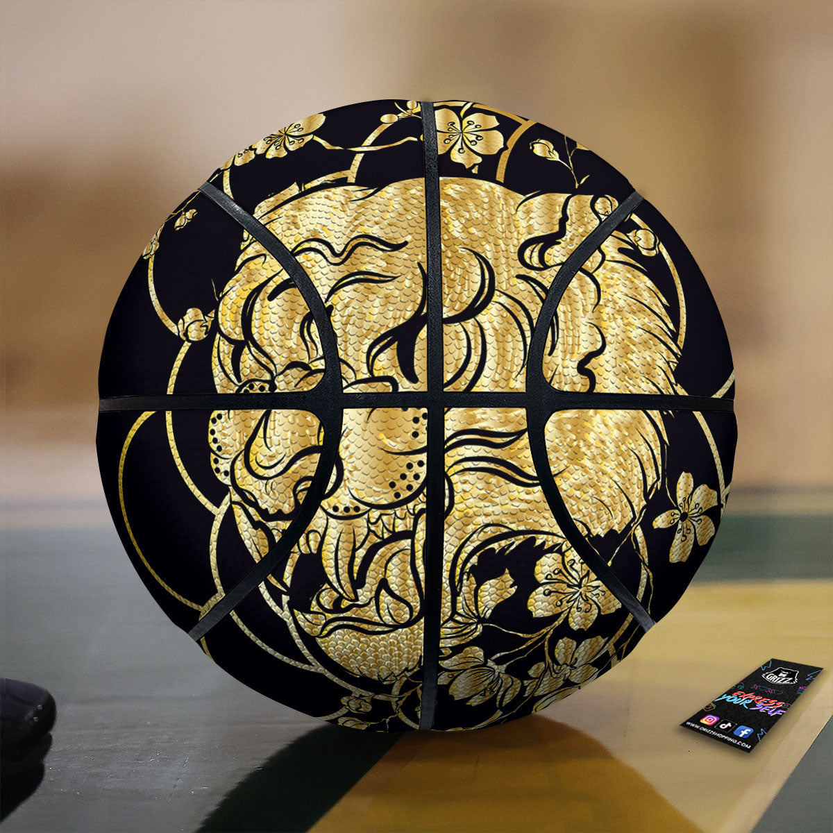 Japanese Tiger Gold And Black Print Basketball