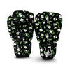 Jasmine And Leaf Green Black Print Pattern Boxing Gloves-grizzshop