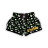 Jasmine And Leaf Green Black Print Pattern Muay Thai Boxing Shorts-grizzshop