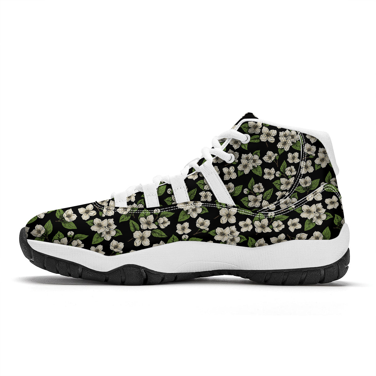 Jasmine Drawing Vintage Print Pattern White Bball Shoes-grizzshop