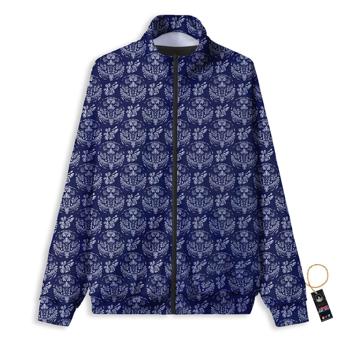 Jeans Bohemian Denim Print Pattern Track Jacket-grizzshop