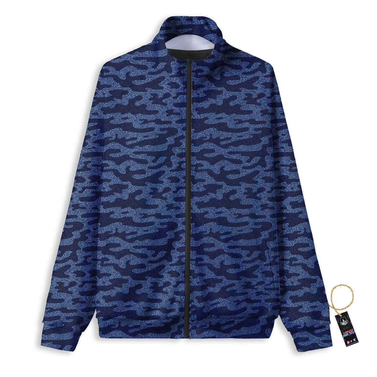 Jeans Camo Denim Print Pattern Track Jacket-grizzshop