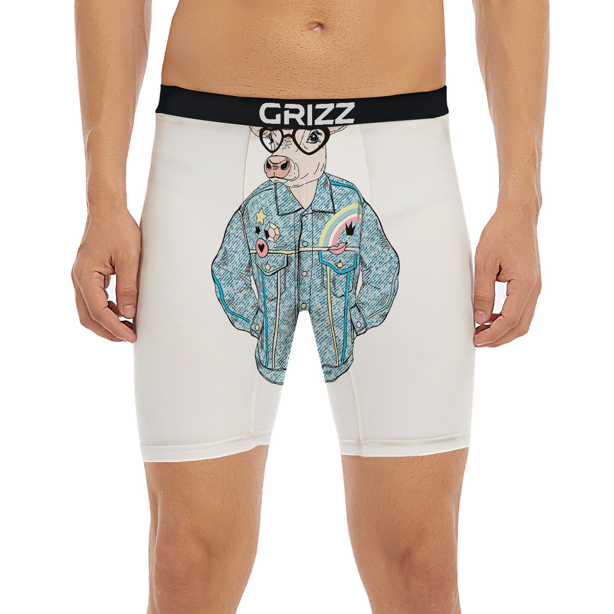Jeans Cow Denim Print Boxer Briefs-grizzshop