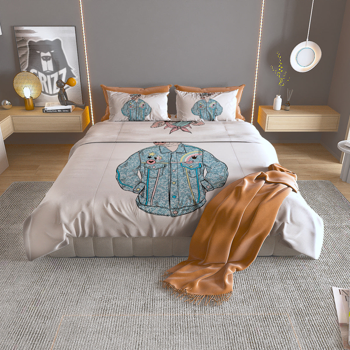Hieroglyphs Egypt Print Pattern Duvet Cover Bedding Set
