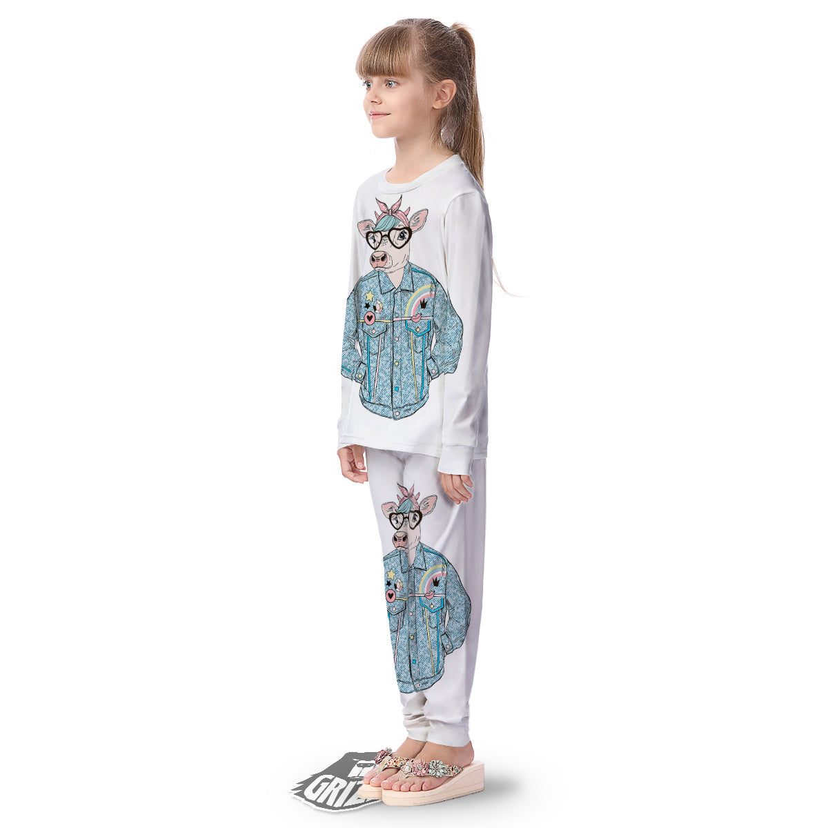 Jeans Cow Denim Print Kid's Pajamas-grizzshop