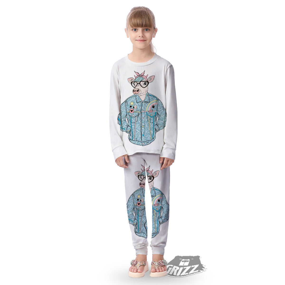 Jeans Cow Denim Print Kid's Pajamas-grizzshop