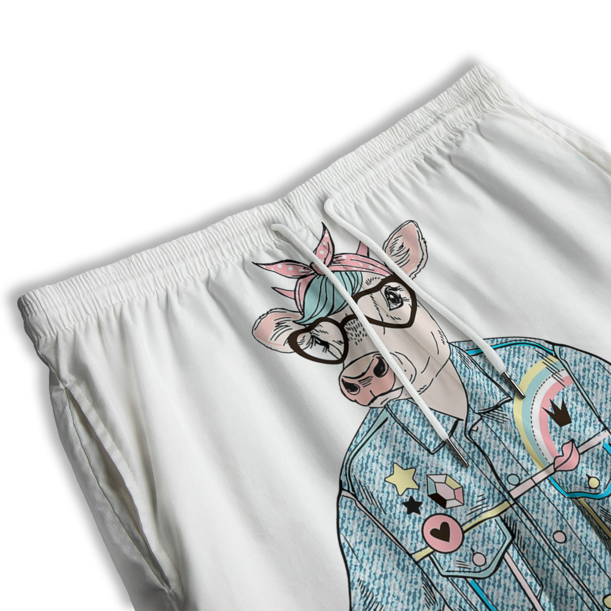 Jeans Cow Denim Print Men's Athletic Shorts