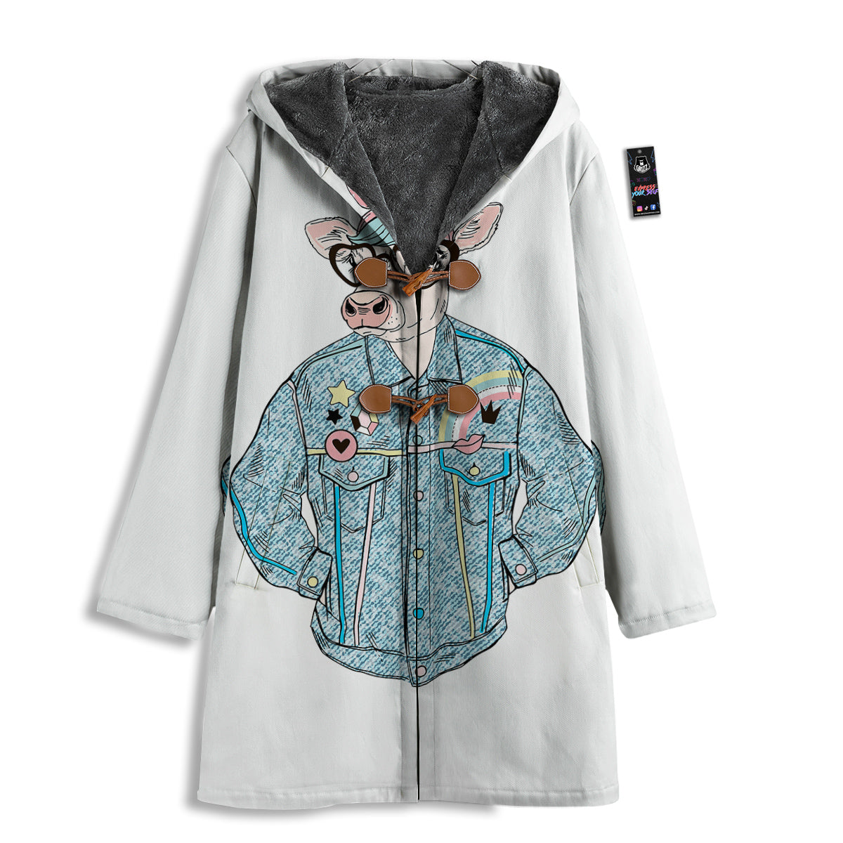 Jeans Cow Denim Print Men's Windbreaker Jacket-grizzshop